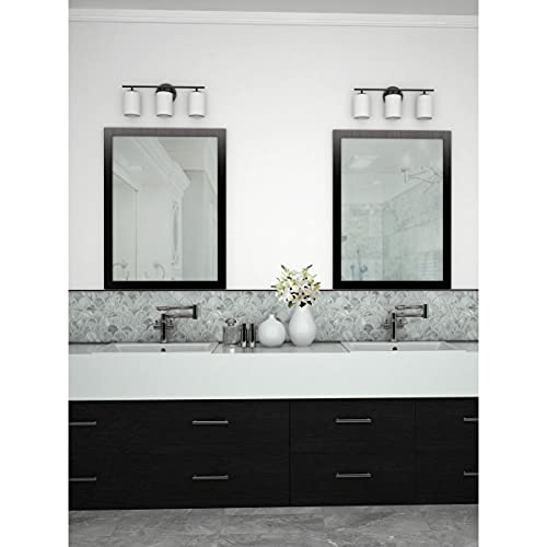 Replay Collection 3-Light Etched Glass Modern Bath Vanity Light Textured Black - Image 4