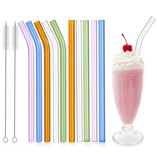 10 pitillos de vidrio reutilizables multicolor 22.9 cm miniatura 1