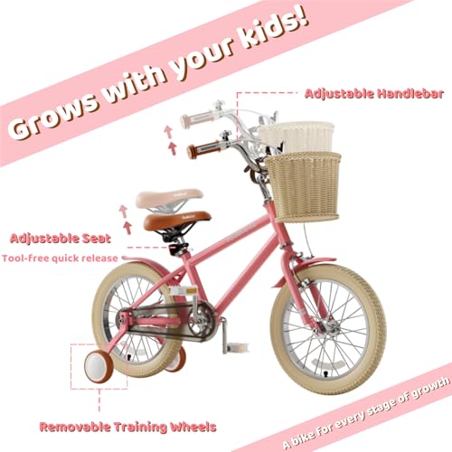 Todbiccz Kids Bike For Girls Ages 3-5, 5-8 Year Old, Kids' Bicycles With Training Wheels & Basket & Bell thumb #1