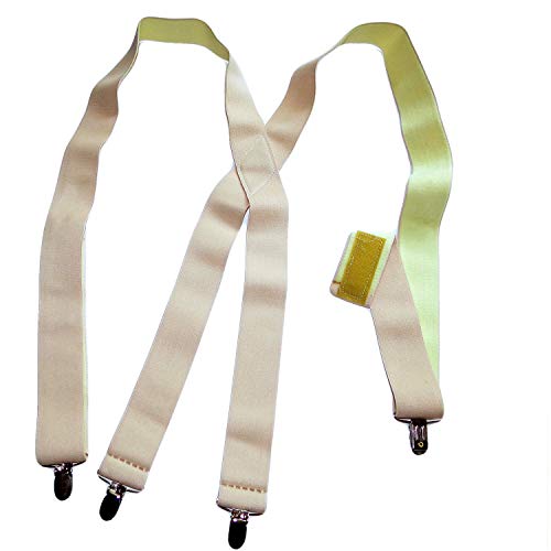 Holdup Suspender Company Hidden Undergarment X-back Beige Suspenders with No-slip Silver Clips