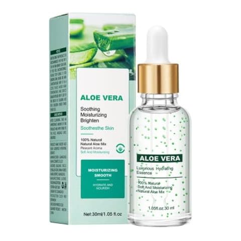 Pure 100% Aloe Vera Mix Serum Essence 30ml Anti‑Aging for Face Intensive Hydration Replenish & Nutrition, Anti-Wrinkle Skin Care Repair, Moisturizing, Smoothening, Firming & Brightening Serum Cover