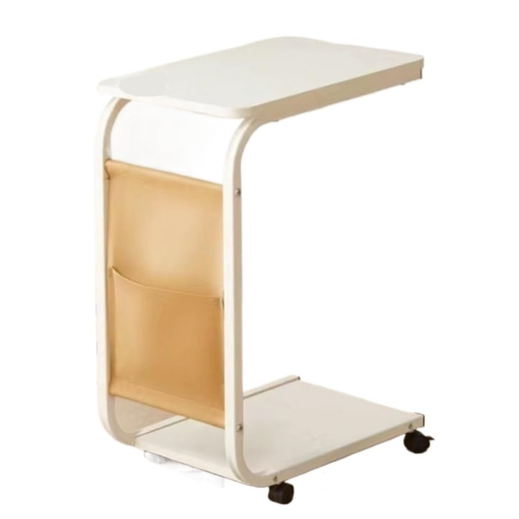 Petite table basse mobile blanche pliante avec poulie