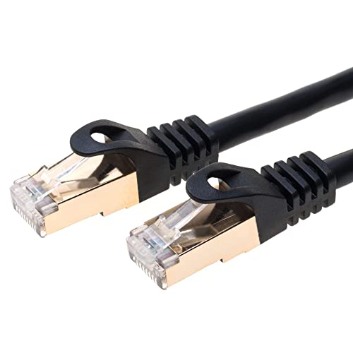 Cables Direct Online 25Ft S/Ftp Cat7 Gold Plated Shielded Ethernet Rj45 Copper Cable 10 Gigabit Ethernet Network Patch Cord (25Ft, Black) #TOP21