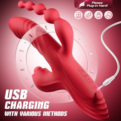 Image of Toendi Anal Beads Vibrator Sex Toys, Thrusting Vibrator Adult Toy for Women | Thrusting Vibrator 5 Tapping 10 Vibration & 7 Thrusting, Clitoral G Spot Stimulation, Rabbit Vibrators Dildo for Woman Couple