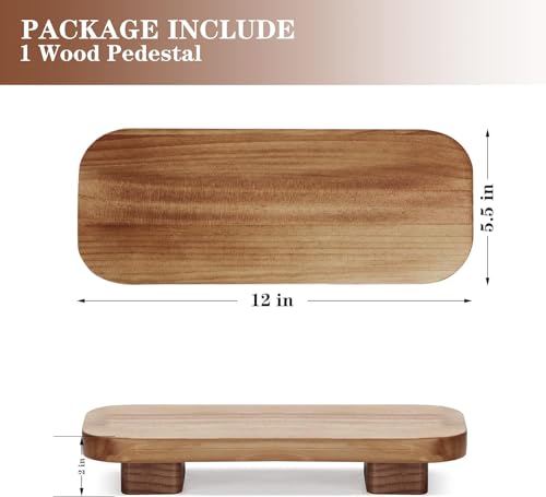 Liswit WOOD RISER-2 Farmhouse Wood Tray Rustic Wooden Pedestal 12 * 5.5 * 2 Inches Decorative Wood Riser thumb #3