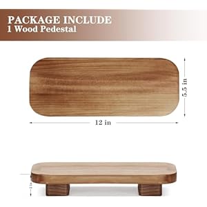 Farmhouse Wood Tray Rustic Wooden Pedestal 12 55 2 inches Decorative Wood Riser for Farmhouse Kitchen Counter Bathroom Room Decor Brown