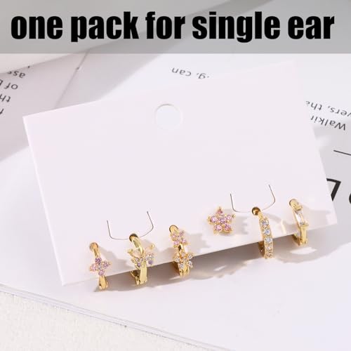 CASDAN Cartilage Stud Earrings Set for Women Dainty Gold Earrings 14k Gold Earring Hypoallergenic Earring Set for Multiple Piercing Small Hoop Earrings Gift,Single Earrings Not a Pair2