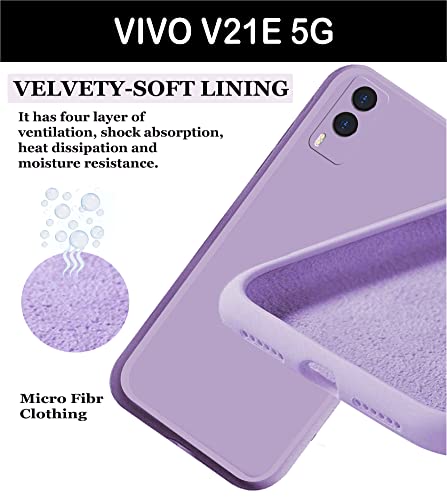 Image of A rtistque Liquid TPU Silicone Matte Shockproof Flexible with Camera Protection Soft Back Cover Case for Vivo V21e 5G - Purple