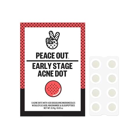 PEACE OUT Early Stage Acne Dots, Acne-Fighting Pimple Patches, Salicylic Acid Unclogs Pores and Targets Acne Blemishes, (8 Acne Dots) Cover