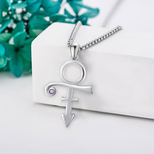 Prince Symbol Necklace Sterling Silver Prince Pendant Necklace for Men Prince Symbol Jewelry for Prince Fans Black/Silver Plated4