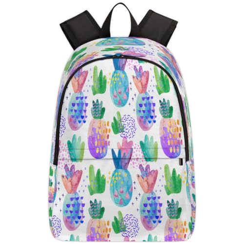 Sac à dos ananas décontracté de 17.4L, sac d'école et voyage pour ordinateur