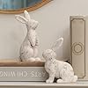 Dn deconation easter bunny decorations set of 2 beige resin rabbit statues home decor spring rabbit figurines travertine bunny sculptures table centerpiece vintage farmhouse indoor decor gift  urban country home decor