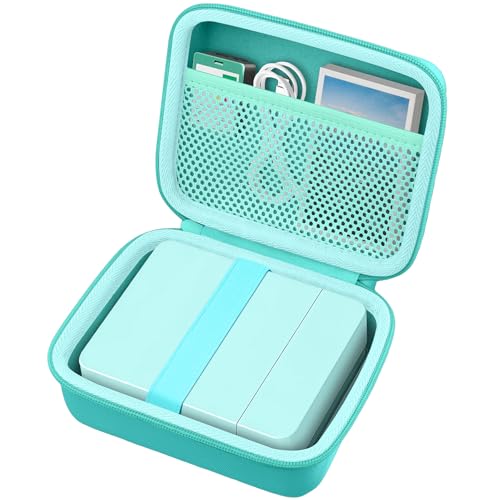Image of Hard Case for Nelko PP01 /PP03 Color Mini Printer, Mint Green | Features a Mesh Pocket for Accessories. Hand Strap for Easy Carrying. Hard EVA Shell with Soft Velvet Lining. Case Only
