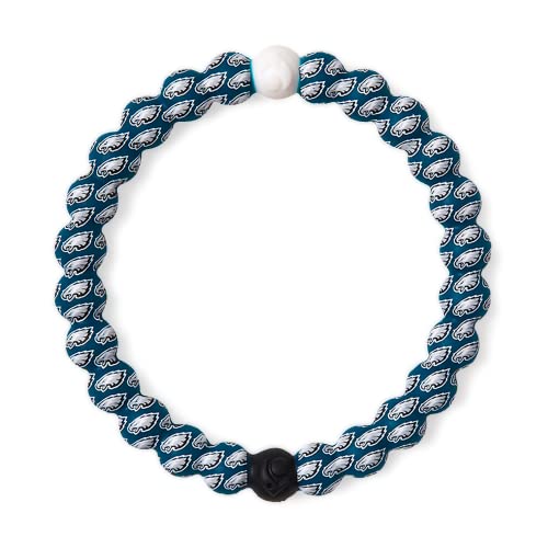 Lokai Silicone Beaded Bracelet for Men & Women NFL Football Collection - Philadelphia Eagles Green Logo Extra Large - Silicone Jewelry Fashion Bracelet Slides-On for Comfortable Fit