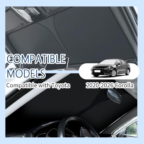 Image of Car Windshield Sun Shade Compatible with Toyota Corolla 2020-2026,Oxford Cloth Sun Shade for Car Windshield with Foldable Design,Windshields Cover Suns Shades for Blocking Heat with Storage Bag