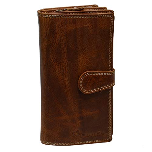 Flevado Grand porte-monnaie en daim pour femme Marron, marron, Breite ca.17 cm / Höhe ca. 9 cm / Tiefe ca. 3 cm, Moderne Cover