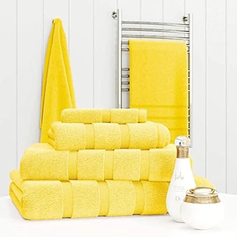 Z Fashion Luxury Towel Set 100% Cotton 4 Piece Towel Set Hand Towel Bath Towel Bale 500 GSM Bathroom towels 4 Piece Sets. (Yellow) Cover