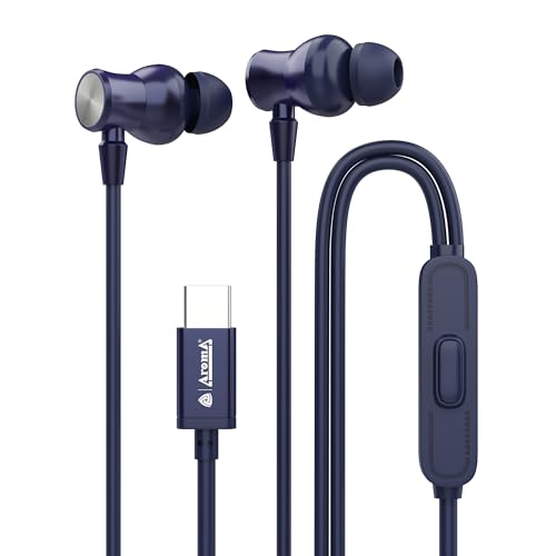 Image of AROMA HF1007 Type C Wired Earphone with HD Quality in-Line Mic,12mm Driver Hi-Res Wired