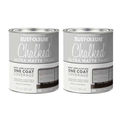 Image of Rust-Oleum Aged Gray Chalked All-in-One Ultra Matte Paint | One Coat Coverage | No Primer, Sanding, Or Topcoat Needed | Easy Clean Up | Made in USA | 30 OZ | 2 Pack - Packaging may vary