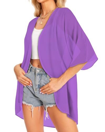 Image of Women Kimono Cardigans Casual Summer Tops Cover up Open Front Floral Print Resort Wear 2026