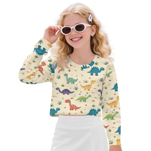 Girl's Sweatshirts Crop Tops Casual Pullover Sweatshirt Crewneck Long Sleeve Top Teens Fall Clothes 5-14 Years2