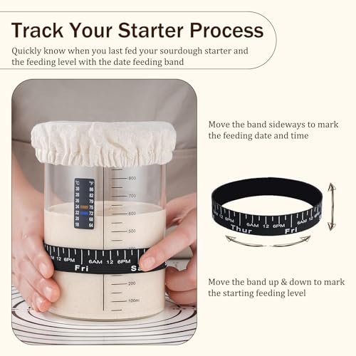 Image of Sourdough Starter Jar Kit,34oz Large Wide Mouth Sour Dough Jar Glass | Sourdough Bread Baking Supplies, Sourdough Tools for Beginners and Pro, Dishwasher-Safe, Borosilicate Glass, 1 Pack