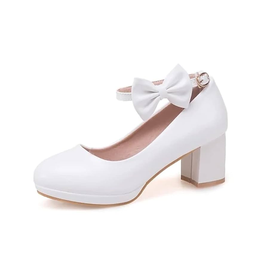 Dot mary logo tops ホワイト Amazon.com: Women Kawaii Shoes Mid Block Heel Mary Jane
