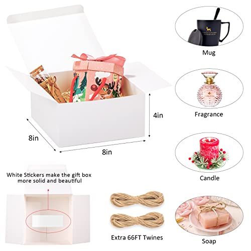Hlwdflz White Gift Boxes 12 Pack 8X8X4 Inches Paper Box thumb #1