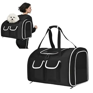 PETCUTE Sac à Dos Chat Chien,Sac Transport Chat Pliable avec Matelas Amovible,Respirant Sac à Dos de Transport Chat avec Sacs de Rangement,Sac de Transport pour Chien Moins de 10kg pour Voyage
