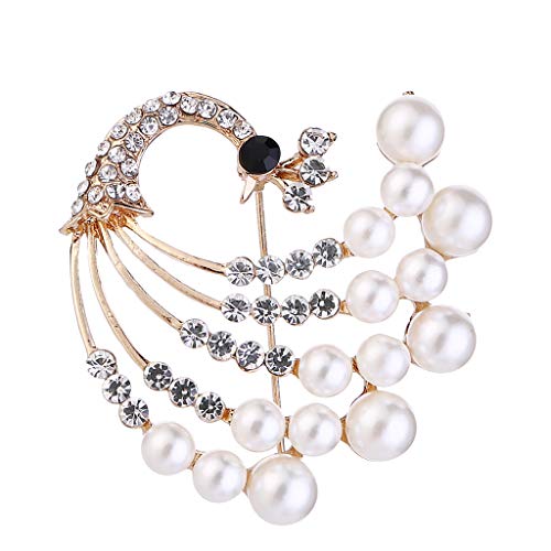 Preisvergleich Produktbild sharprepublic Hübsche Vogel Pfau Brosche Charme Frauen Perle Kristall Pfau Brosche