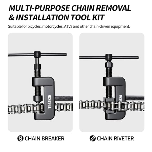 Image of 15Pcs Motorcycle Chain Breaker and Rivet Tool Kit - Universal Chain Tool for Sizes 25 to 630, Chain Link Removal Tool for Dirt Bike, Bicy, ATV (Blue)