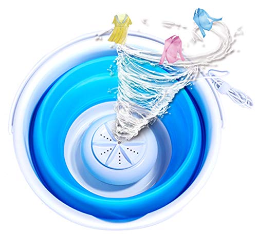 Tragbare Mini-Waschmaschine,Tragbare PersöNliche Rotierende Ultraschall-Turbinenwaschanlage Mit Faltbarer Wanne,USB-WäSchewanne füR Camping Dorms