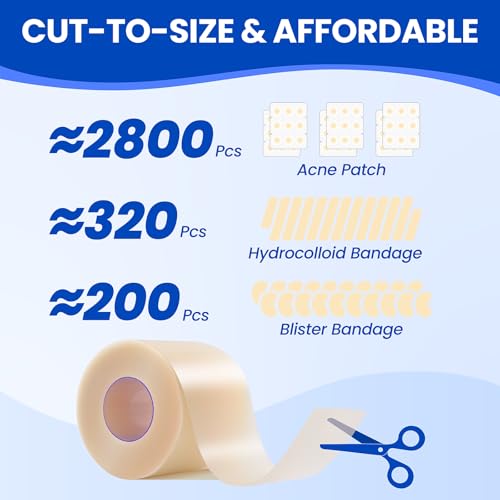 Image of Hydrocolloid Roll Adhesive Bandages Medical Grade Pimple Tape, 2in x 16ft