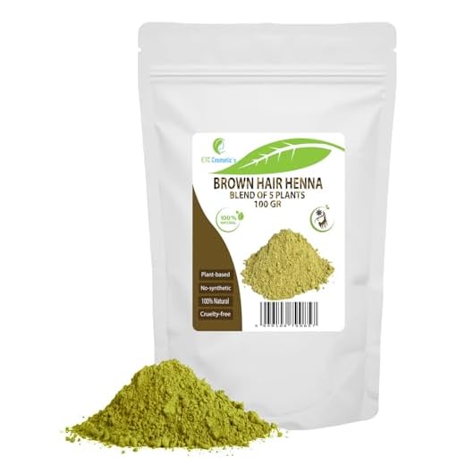POLVO PARA EL CABELLO DE HENNA MARRÓN - 100% Natural - 5 polvos de plantas orgánicas mezclados y especialmente formulados para proporcionar un color castaño intenso al cabello - 100 Gr