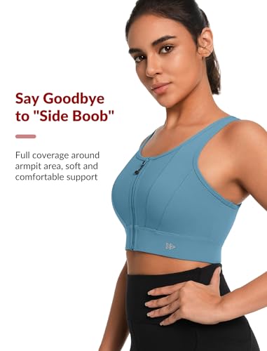 Image of Yvette Front Closure High Impact Sports Bra for Women | Cup Sizes A to DDD Up to 5XL, Sewn in Pads, No Underwire, Breathable Fabric Moisture-Wicking, Easy on and off, Full Coverage
