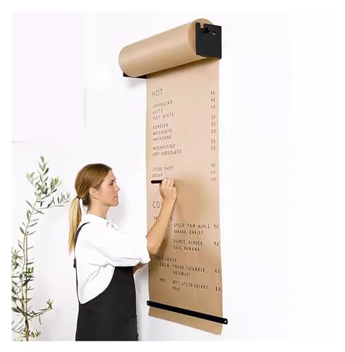 HAVVMK Rollo de Papel Kraft de 12, 24, 36 y 48 Pulgadas de Ancho con dispensador, Resistente, para Colgar en la Cocina, despensas, cafeterías y Bares (Negro, 90 cm de Ancho)