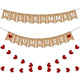  iZoeL Willkommen Zuhause Girlande Herze Banner mit Schnuren (Retro Papier)
