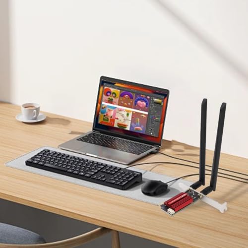 Diyeeni 4200Mbps PCIe Network Card, WiFi 6E PCIe Ethernet Card con BT5.2, Tri Band 2.4G/5G/6GHz, Adaptador de red PCI Express compatible con Windows 10/11/Linux miniatura 2