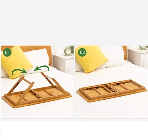 Image of Lukzer Adjustable Bamboo Laptop Table for Bed & Sofa Foldable Wooden Desk with Tilting Top, Notebook Stand, Drawer, Anti-Slip Legs Multipurpose Study Tray for Work Reading Breakfast & More CH-224