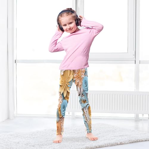 Bolaz Toddler Girls Leggings Printed Yoga Pants Leggings Orange Blue Flower for Kids4