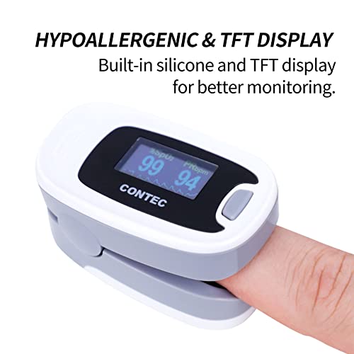 Contec Cms50Na Pulse Oximeter Fingertip Blood Oxygen Saturation Monitor Spo2 And Pr Value Waveform Blood Oxygen Neck/Wrist Corda, Grey #TOP2