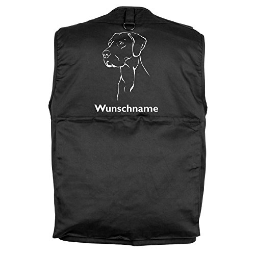 Tierisch-tolle Geschenke Deutsche Dogge - Hundesportweste mit Rückentasche und Namen (XL)