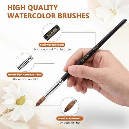 Image of 9Pcs Watercolor Paint Brushes Set for Adult Artists | Round, Dagger, Cat Tongue Brushes, for Watercolor, Gouache, Ink Painting, Professional Art Painting Supplies
