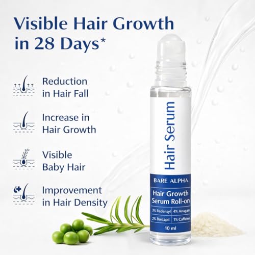 Image of Rosemary Hair Growth Serum (Roll On) | Boosts Hair Density, Stimulates Growth & Reduces Hair Fall | Enriched with Rice Water | For Women & Men (30ml - Roll On)