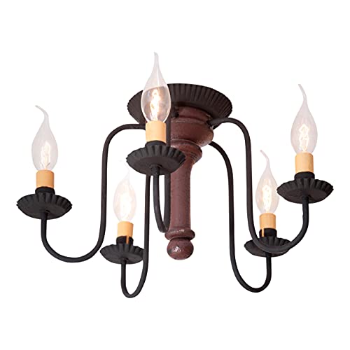 Irvins-Tinware-9121TPLR-5-Light-Berkshire-Semi-Flush-Mount-Wood-Ceiling-Light-in-Plantation-Red-Wood-Primitive-Country-Lighting Irvins Tinware 9121TPLR 5 Light Berkshire Semi Flush Mount Wood Ceiling Light in Plantation Red Wood Primitive Country Lighting