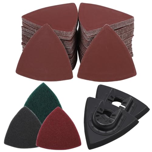 133 Pcs Mouse Sandpaper Set, 125 Triangular Sandpapers, 2 Sanding Pads & 6 Buffing Pads For Oscillating Tool, Multi-Use Sanding Kit For Wood And Plaster
