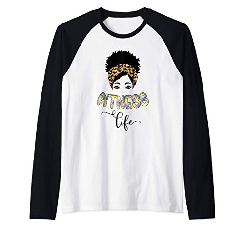 Fitness Life Deporte Entrenamiento Jogging Mujer Africana Camiseta Manga Raglan