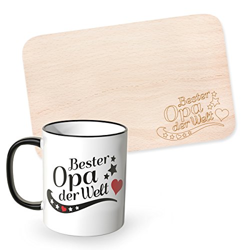 'Wandkings Desayuno con grabado 'Mejor abuelo del mundo con dazugehöriger Taza en Juego, regalo ideal para los abuelo