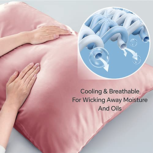Image of BEDELITE King Pillow Cases Set of 2, Rayon Derived from Bamboo, Rose Pink | Cooling and Breathable Pillow Cover for Hot Sleepers & Night Sweats, Silky Soft Cozy, Envelope Closure, 20x36 Inches