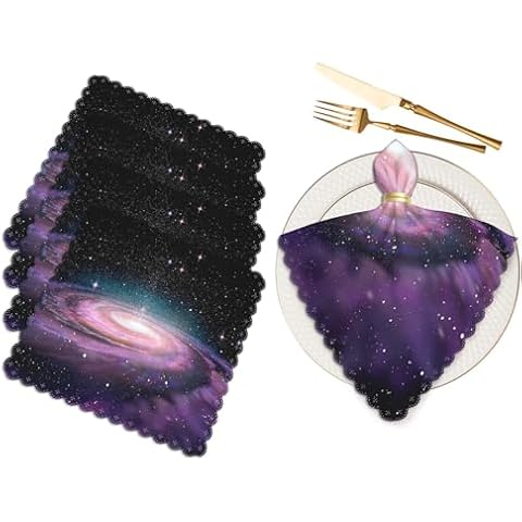 Purple Spiral Galaxy Cloth Table Napkins Set Cover